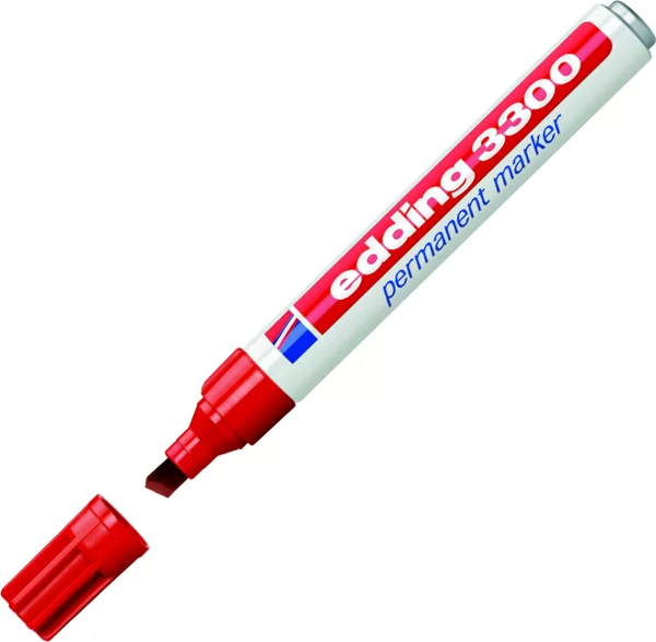 EDDİNG 3300 PERMANENT MARKÖR KESİK UÇ KIRMIZI - Image 1