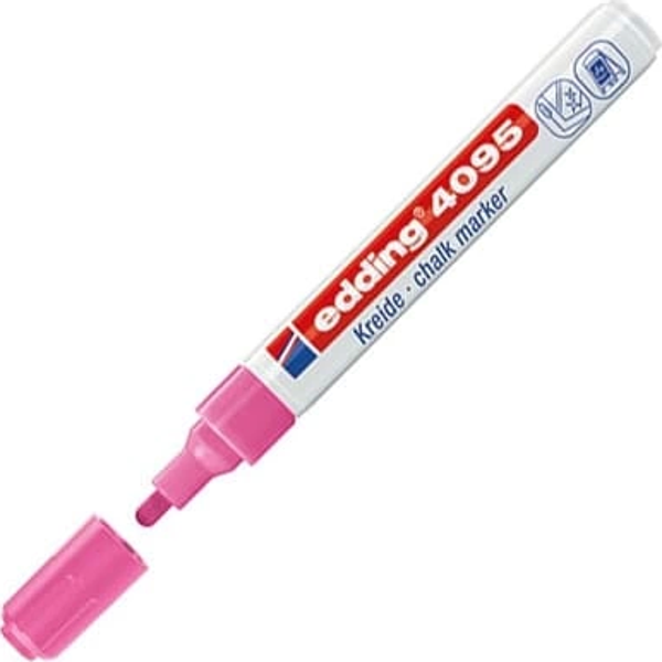 EDDİNG 4090 LİKİT TEBEŞİR VE CAM KALEMİ KESİK UÇ FOSFORLU PEMBE - Image 1