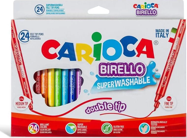 Carioca Birello Süper Yıkabilir Çift Taraflı Keçeli Boya Kalemi 24lü 41521 - Image 1
