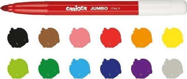 Carioca Jumbo Yıkanabilir Keçeli Boya Kalemi 12 Renk 40565 - Image 1