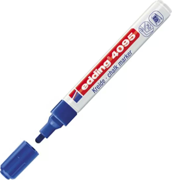 EDDİNG 4095 LİKİT TEBEŞİR VE CAM KALEMİ MAVİ - Image 1