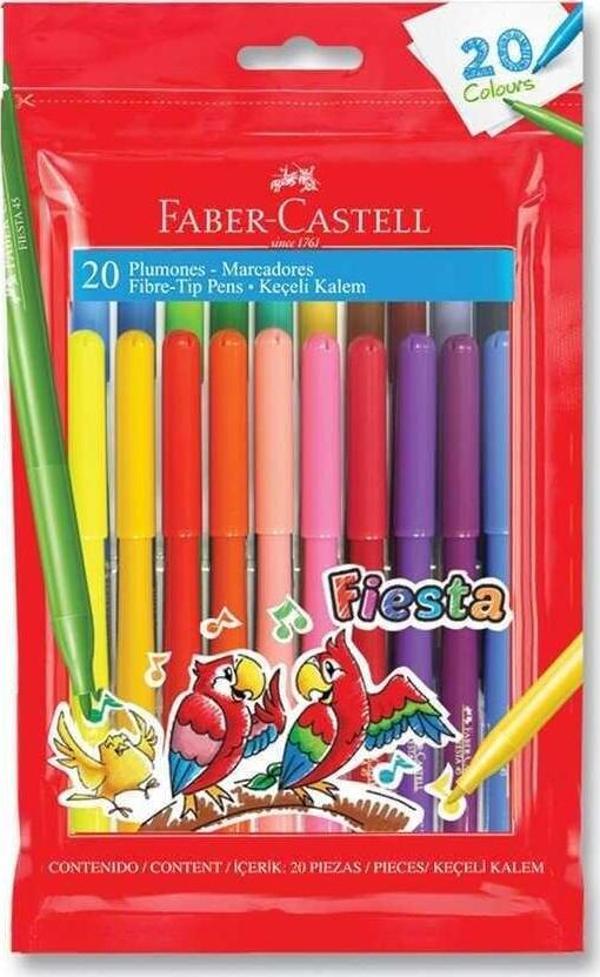 Faber Castell Fiesta Keçeli Boya Kalemi 20'li Poşet - Image 1