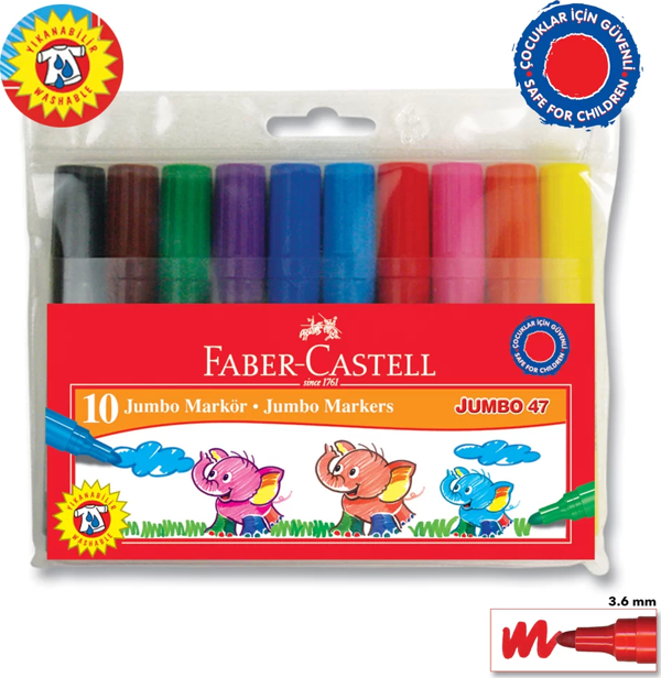Faber Castell Jumbo 47 Markör 10 Renk - Image 1