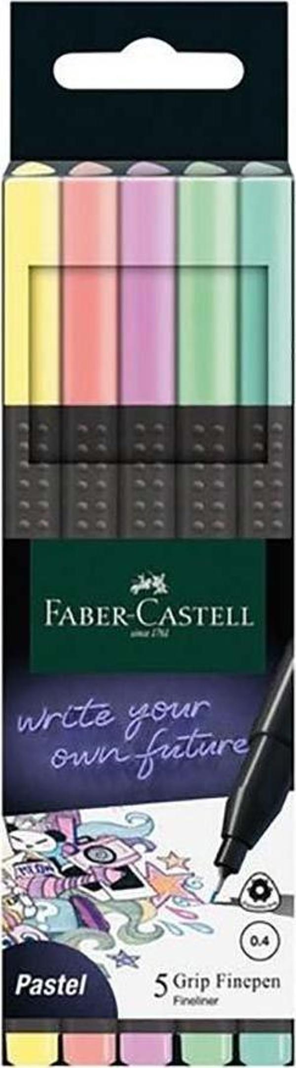 Faber Grip Finepen Pastel Renk 5’Li 2022 - Image 1