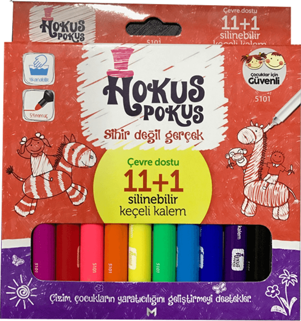 Masaüstü 5101 Hokus Pokus 11+1 Renk Keçeli Kalem - Image 1