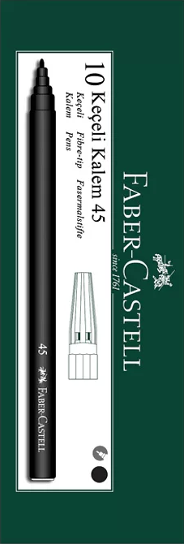 FABER-CASTELL 45 KEÇELİ KALEM SİYAH 10LU (155002) - Image 1