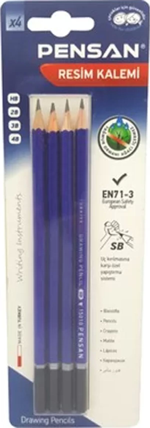 PENSAN 15010 DERECELİ KURŞUN KALEM HB-2B-3B-4B 4LÜ - Image 1
