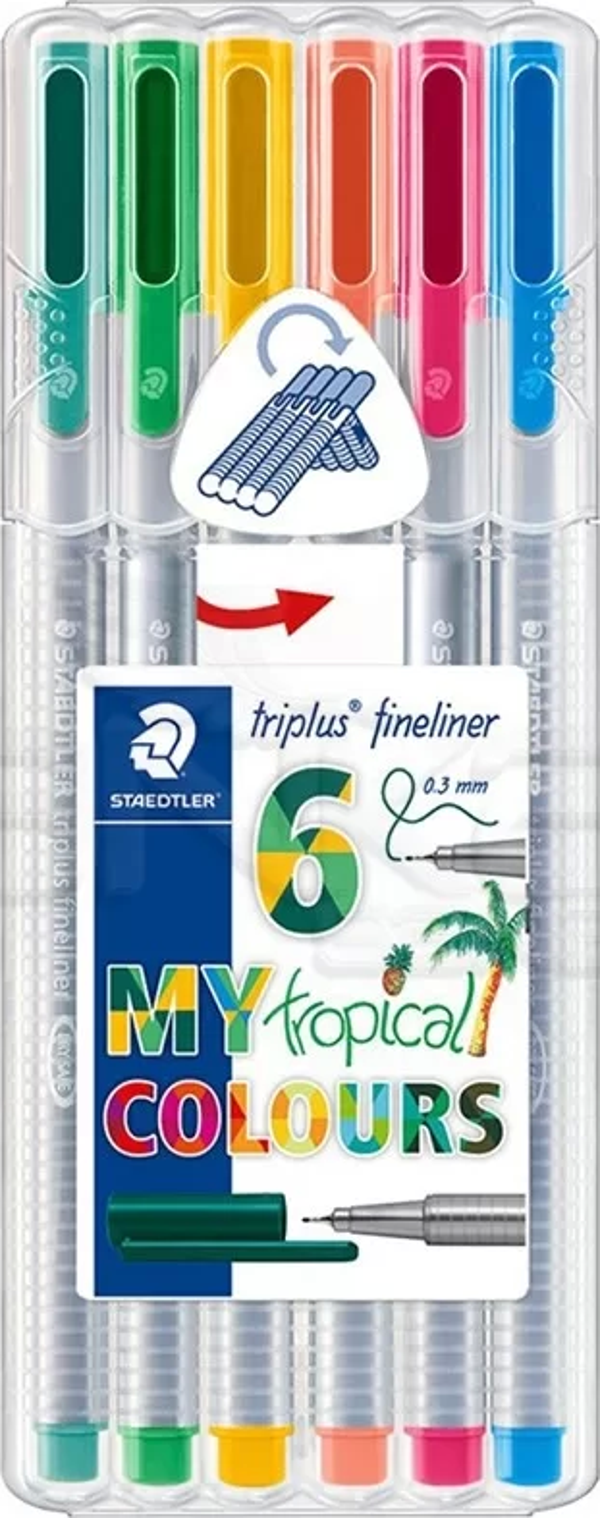 Staedtler Triplus Fineliner İnce Uçlu Keçeli Kalem 0.3mm My Tropical 6lı Set - Image 1