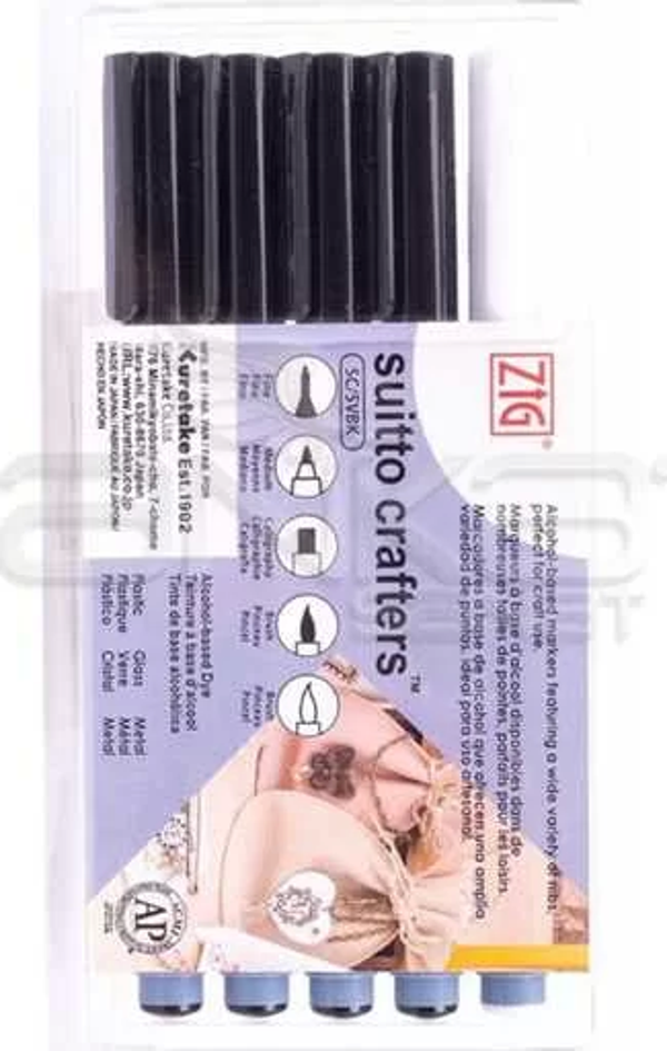 Zig Suitto Crafters Permanent Marker 5li Set SC5VBK - Image 1