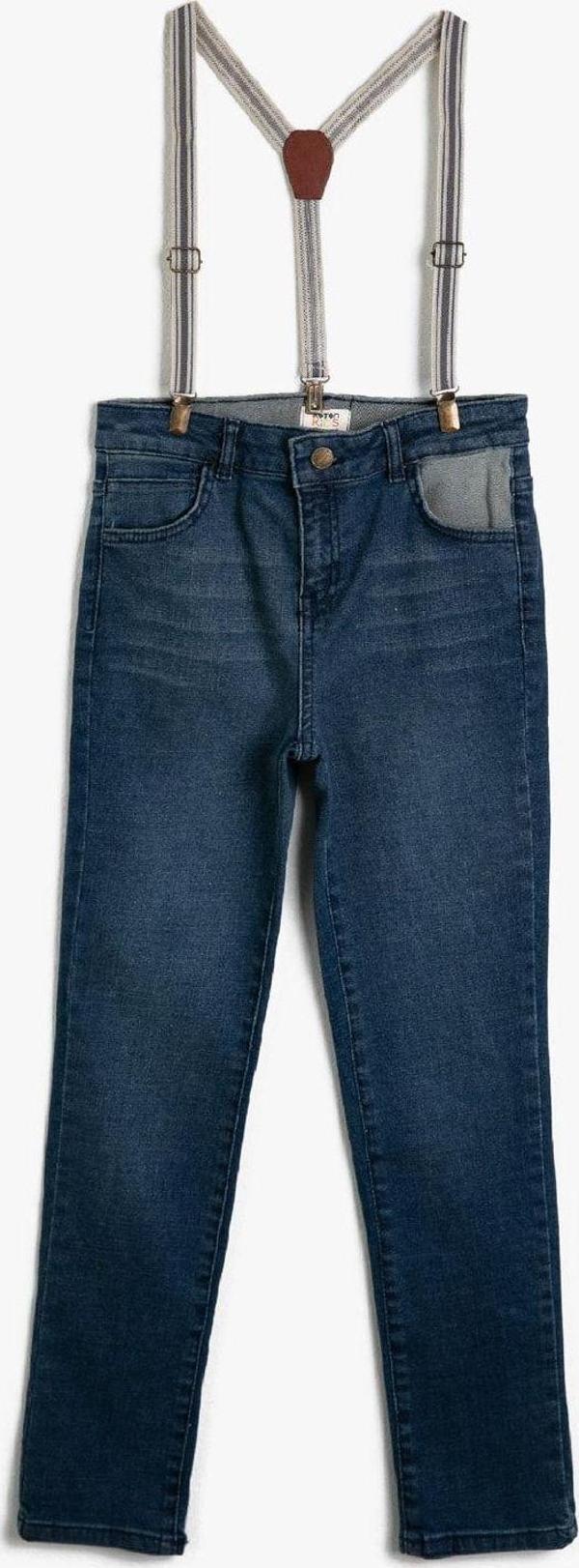 Koton Erkek Çocuk Mavi Askılı Kot Pantolon - Image 1