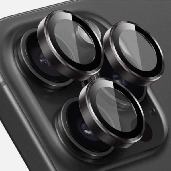 TeknoBA İphone 15 Pro / 15 Pro Max Uyumlu Siyah Kamera Lens Koruyucusu Safir Çizilmez Cam - Image 1