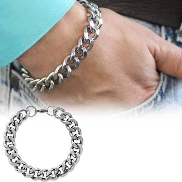 Silver Renk Gurmet Zincirli Modern Tasarım Erkek Çelik Bileklik - Image 1
