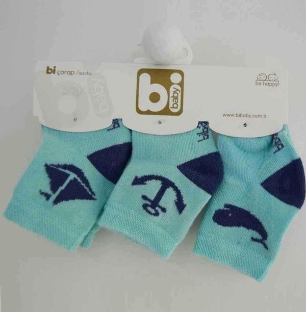 Bibaby 68106 Marine 3'lü Bebek Çorabı - Image 1