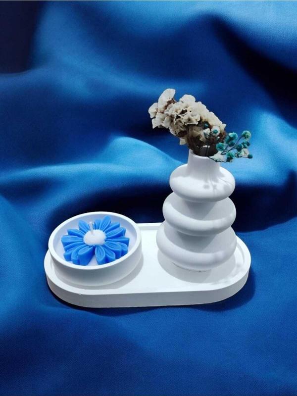 Aydinç Home Ayd Sunum Tabağı Takılık Süslük Dekoratif  Vazo & Biblo Kokulu Mum&Şamdan  %100 Soya Wax & Taş Tozu 11x12 cm - Image 1