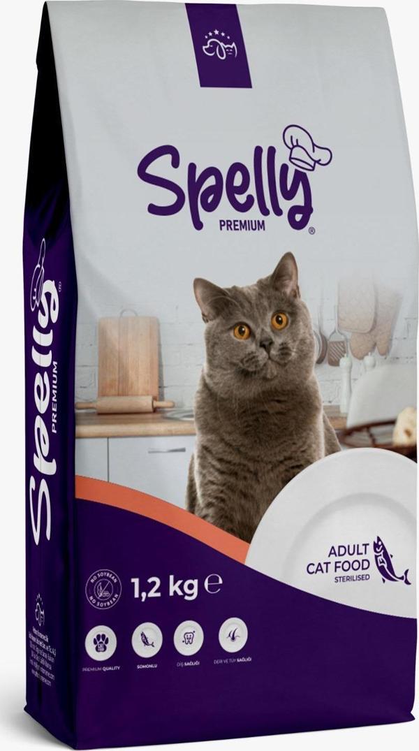 SPELLY KISIRLAŞTIRILMIŞ SOMONLU KURU KEDİ MAMASI 1,2 KG X 8 - Image 1