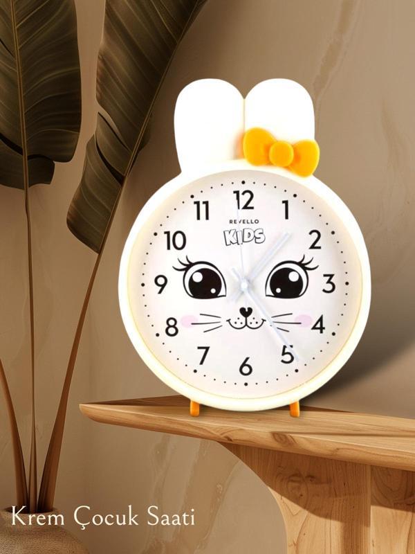 HEDİYELİK KREM RENK  ÇOCUK   ODASI DUVAR SAATİ  MODERN TASARIM  27X39 CM  - Image 1