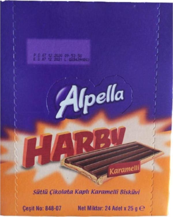 Ülker Alpella Harby Sütlü Çikolata Kaplı Karamelli Bisküvi 24 Adet - Image 1