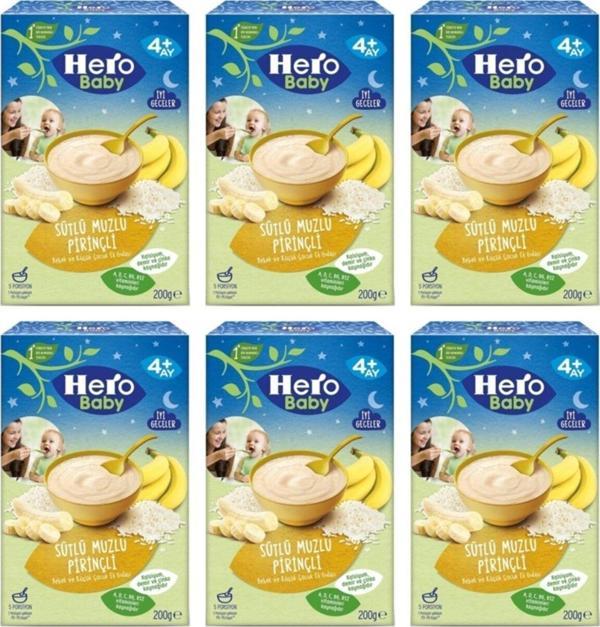 Hero Baby Gece Sütlü Muzlu Pirinçli Kaşık Maması 4+ Ay 200Grx6 Adet - Image 1