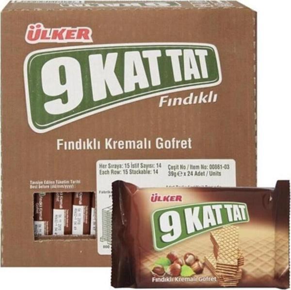 Ülker 9 Kat Tat Fındıklı Gofret 39 Gr X 24 Adet - Image 1