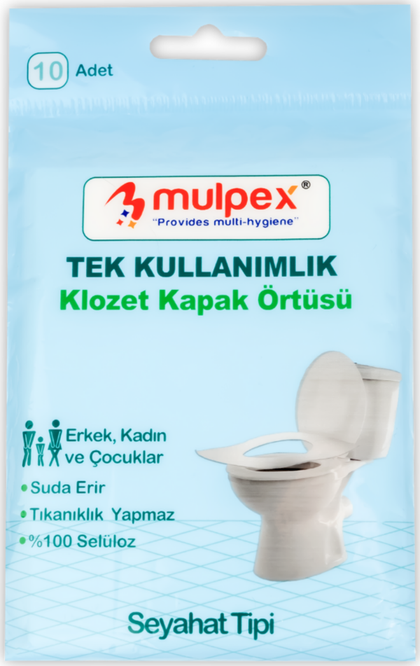 Mulpex Tek Kullanımlık Suda Çözünür Klozet Kapak Örtüsü - 10 lu Paket | Hijyenik ve Pratik Seyahat Aksesuarı - Image 1