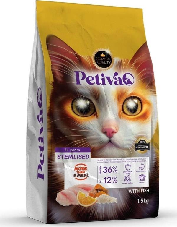 Petiva Kısırlaştırılmış Balıklı Kedi Maması 1.5 Kg - Image 1