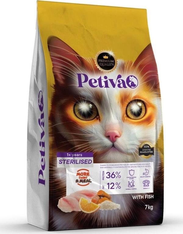 Petiva Kısırlaştırılmış Balıklı Kedi Maması 7 Kg - Image 1