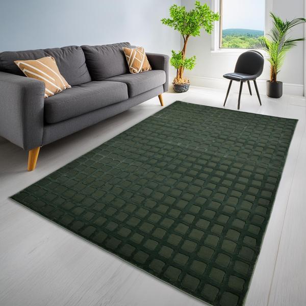 Latte Yumuşak Peluş Dokulu Yeşil Çocuk Odası Oturma Odası Salon Mutfak Halısı Y465A_WM26 - Image 1