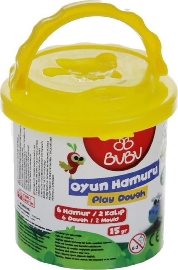 Bu-Bu Kovalı Oyun Hamuru Seti 6 x 15 Gram Karışık Oyun Hamuru 2 Oyun Hamuru Kalıbı - Image 1