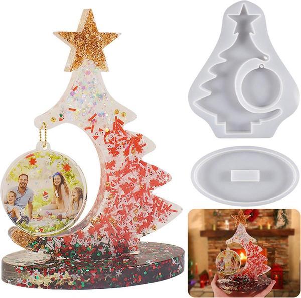 Epoksi Reçine Silikon Yılbaşı Noel Çam Ağacı Fotoğraf Çerçevesi Dekoratif Resimlik Kalıbı - Image 1