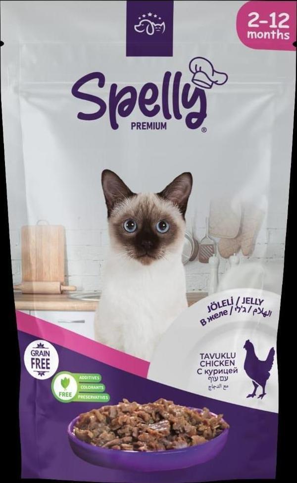 SPELLY YAVRU KEDİ TAVUKLU YAŞ MAMA 85GR X 24 - Image 1