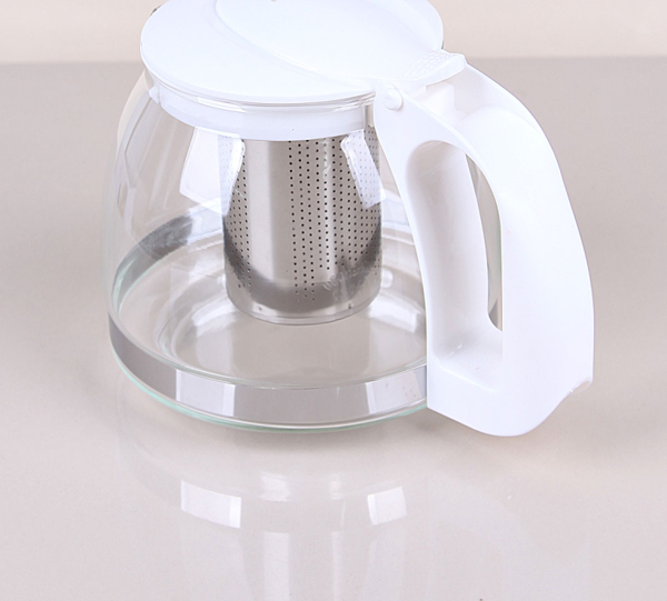 Kapris 1250 Ml Çelik Süzgeçli Cam Demlik Beyaz 8883 - Image 1