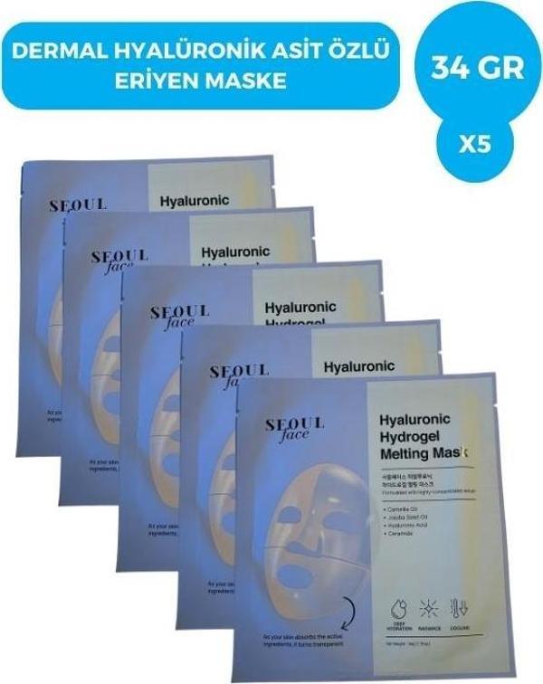 DERMAL SEOULFACE HYALURONIC HYDROGEL MELTING MASK 34g 5 Adet - Image 1
