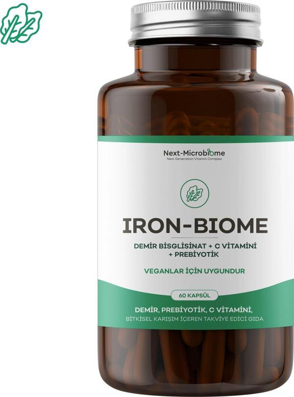Next-Microbiome Iron-Biome Demir, Prebiyotik, C-Vitamini, Bitkisel Karışım İçeren Takviye Edici Gıda (60 Kapsül) - Image 1
