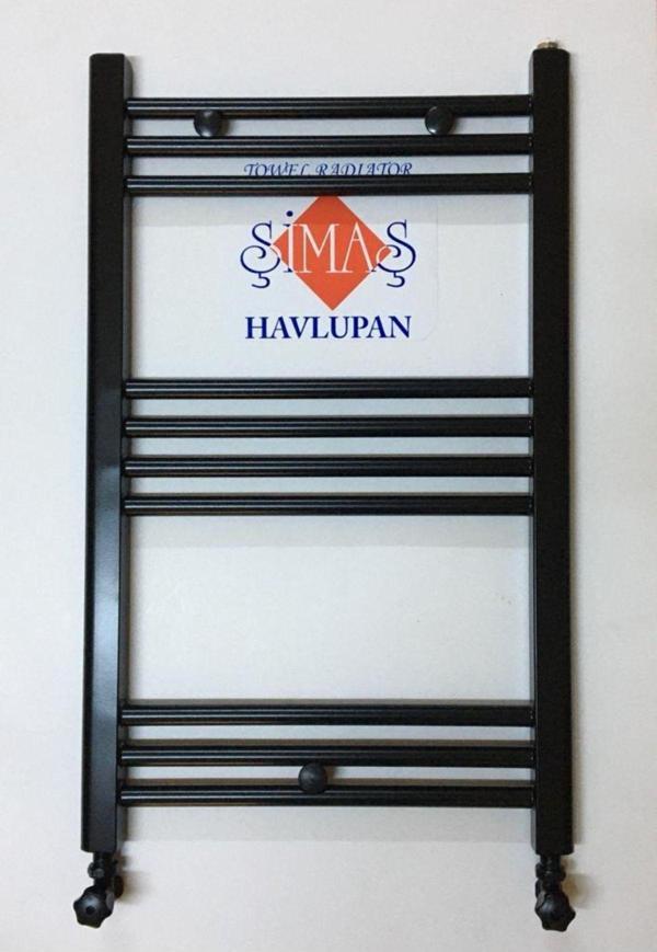Simaş Havlupan 600 x 800 Siyah 10 Borulu Havlupan 2 Adet Radyatör Vanası Mat Siyah - Image 1