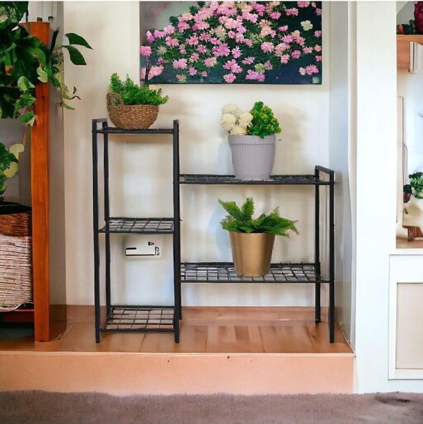 Bye Concept & More Dekoratif Metal Ayaklı 5 Tel Raflı Saksı Stand Katlı Saksılık Çiçeklik Bahçe Ve Balkon Dekoru Garden - Image 1