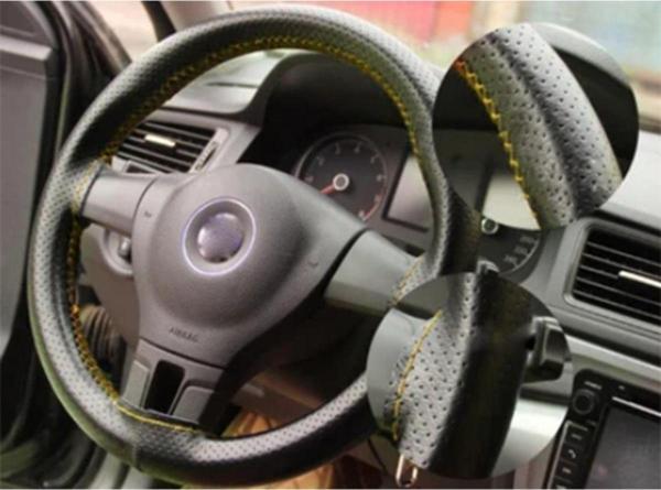 Direksiyon Kılıfı Siyah Noktalı Sarı Dikişli Model - Image 1