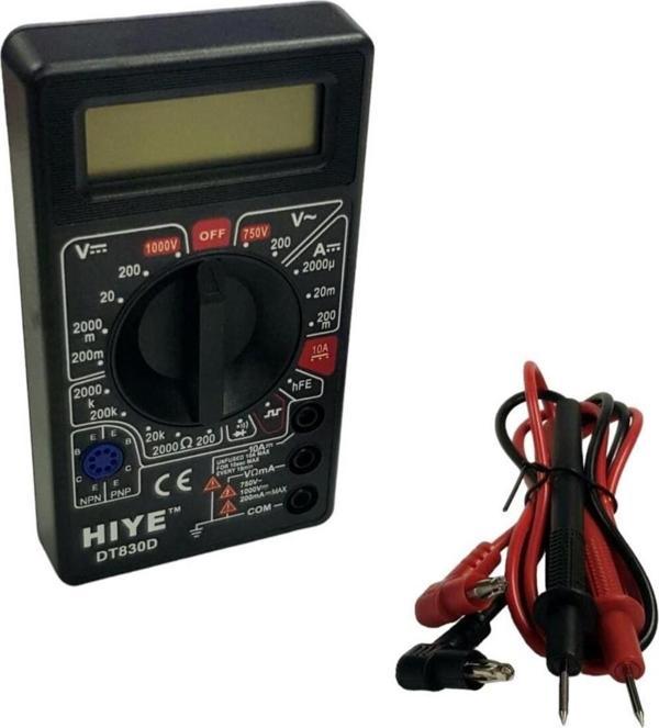 HIYE DT-830D Dijital Multimetre Ölçü Aleti - Siyah Kasa - Image 1