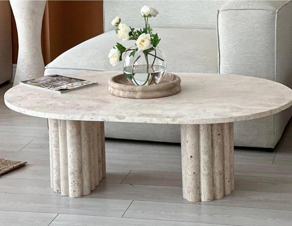 Miarik Design Mermer Traverten Bery Orta Sehpa - Image 1
