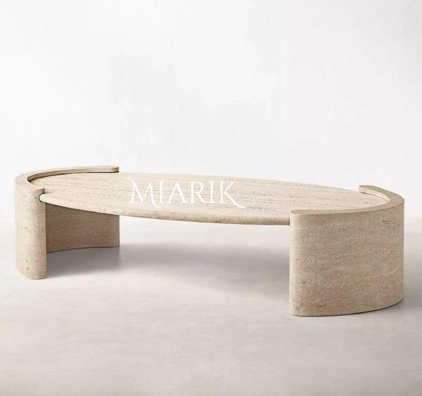 Miarik Design Mermer Traverten Roz Orta Sehpa - Image 1