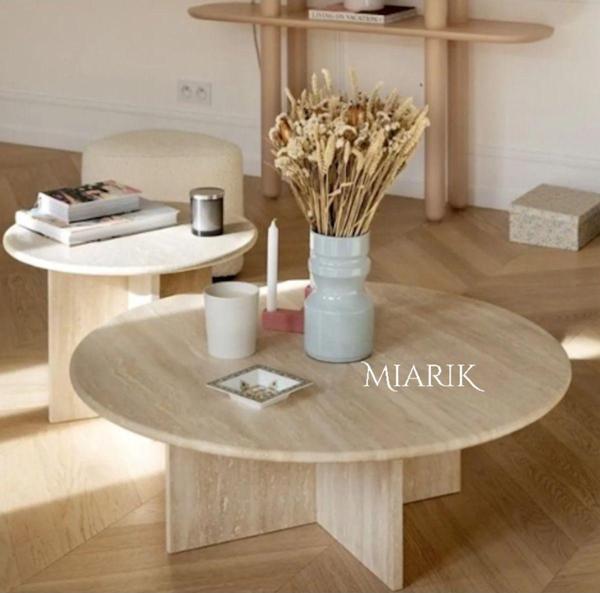 Miarik Design Mermer V Ayak 2'li Orta Sehpa Vayuv - Image 1