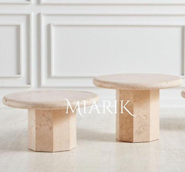 Miarik Design Traverten 2'li Altıgen Ayak Orta Sehpa - Image 1