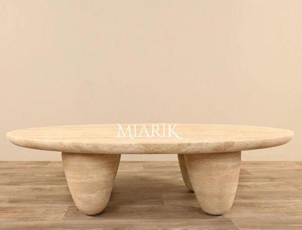 Miarik Design Traverten 4 Mermi Ayaklı Orta Sehpa - Image 1
