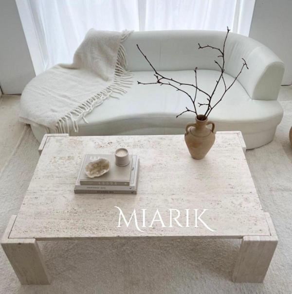 Miarik Design Traverten Kare V Köşeli Ayak Orta Sehpa - Image 1