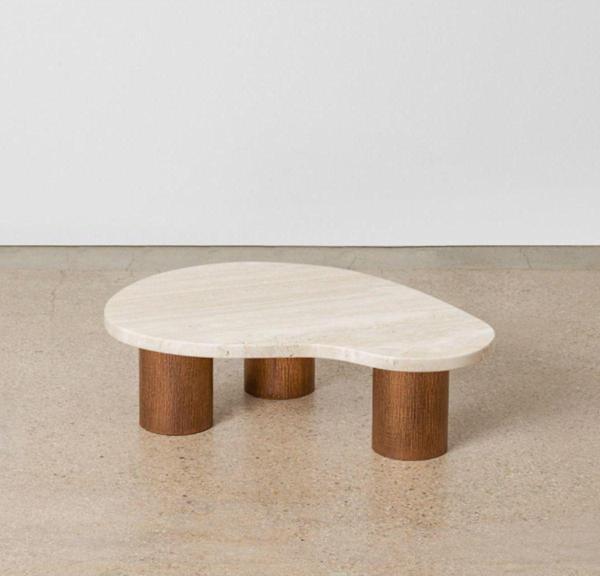 Miarik Design Traverten Tabla Ahsap Ayakli Orta Sehpa Abelo - Image 1