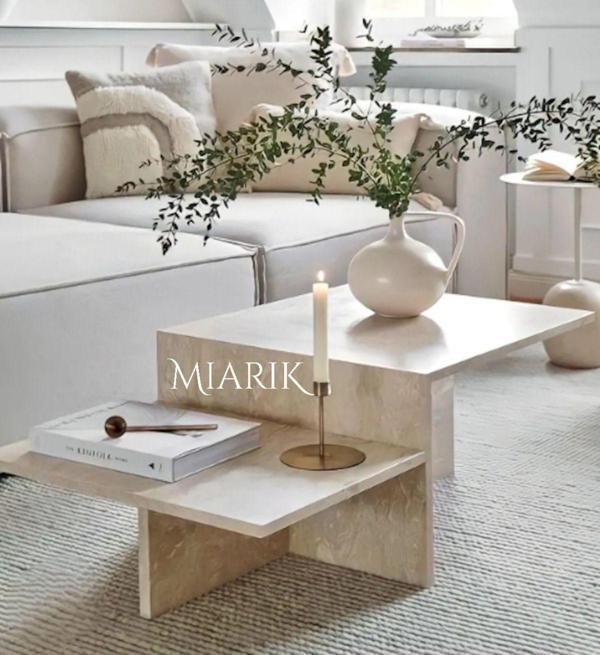 Miarik Design & Dekorasyon Traverten Kademeli T Orta Sehpa - Image 1