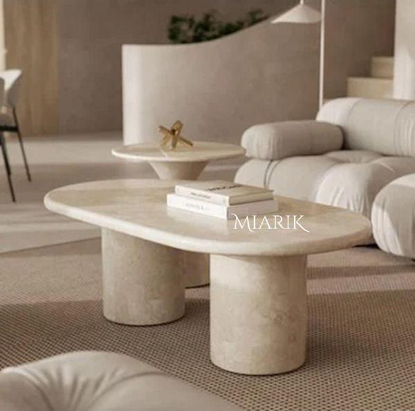 Miarik Design Mermer 2 Silindir Ayaklı Orta Sehpa Pl - Image 1