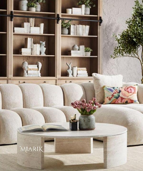 Miarik Design Mermer C Ayaklı Alice Yuvarlak Orta Sehpa - Image 1