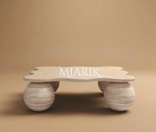 Miarik Design Mermer Dalga Desen Orta Sehpa - Image 1