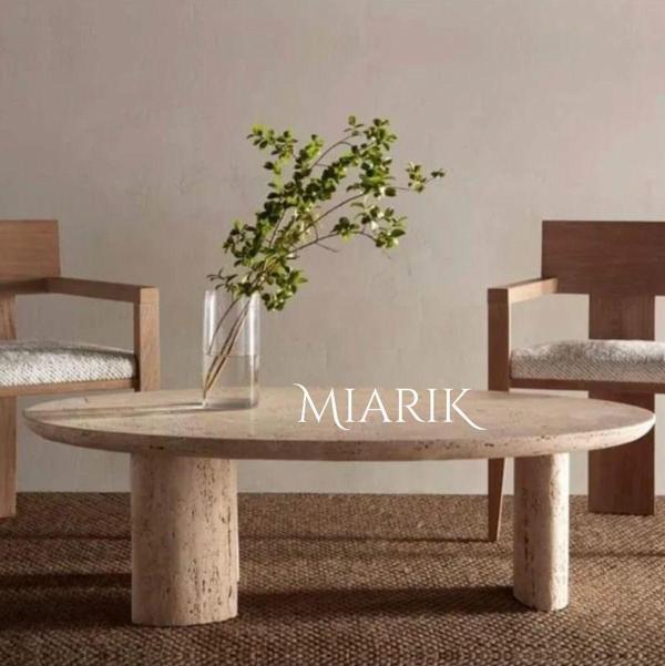 Miarik Design Mermer Elips Ayaklı Orta Sehpa Astrıt - Image 1