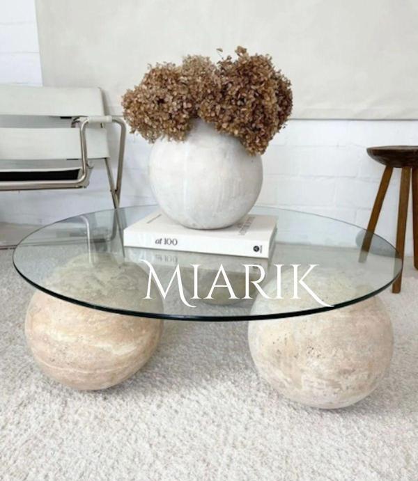 Miarik Design Mermer Tabla 3 Küreli Orta Sehpa - Image 1